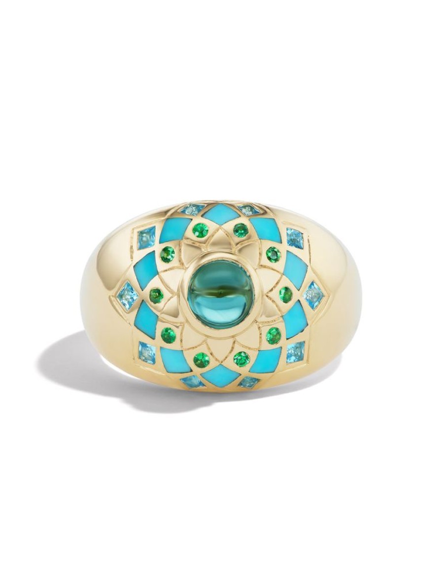 Bijoux Orly Marcel | Bague Incrustee De Dome De Mandala De Temple