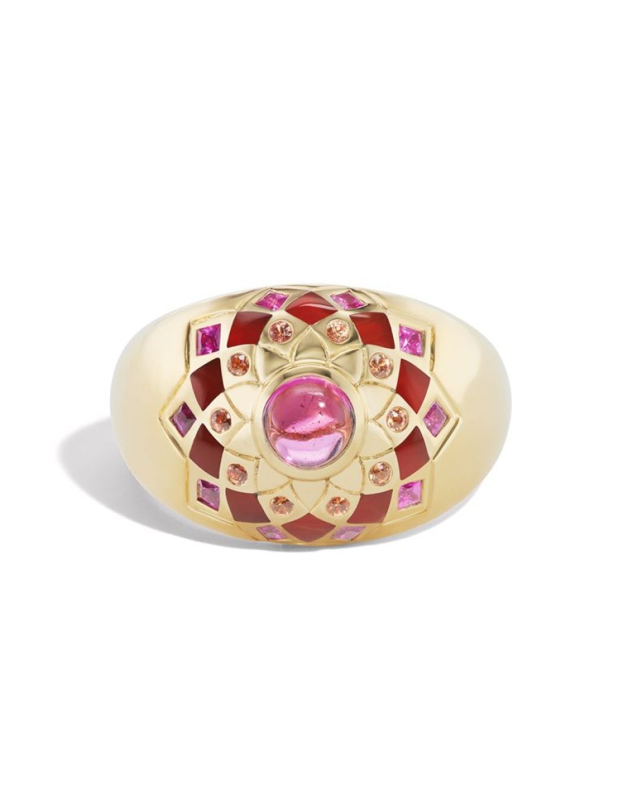 Bijoux Orly Marcel | Bague Incrustee De Dome De Mandala De Temple